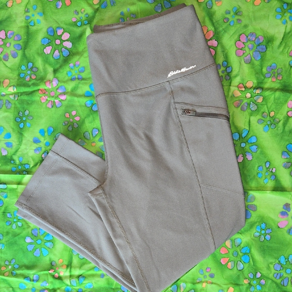 Eddie Bauer Olive Leggings with Zipper Pocket